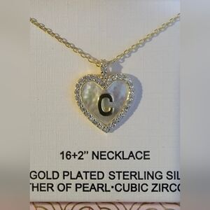 Charlotte & Lexi Letter "C" Heart Necklace, 14K Gold Plated Sterling Silver